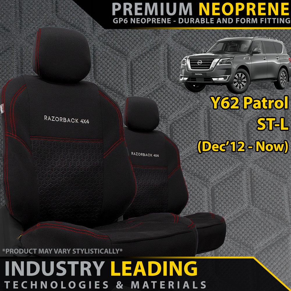 Nissan Patrol Y62 ST-L Premium Neoprene 2x Front Seat Covers (Available)