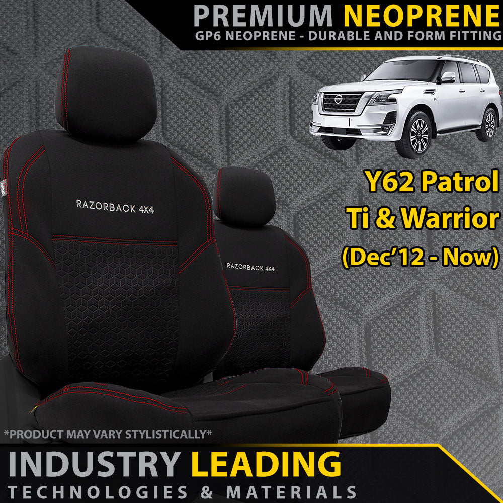 Nissan Patrol Y62 Ti & Warrior GP6 Premium Neoprene 2x Front Seat Covers (Made to Order)