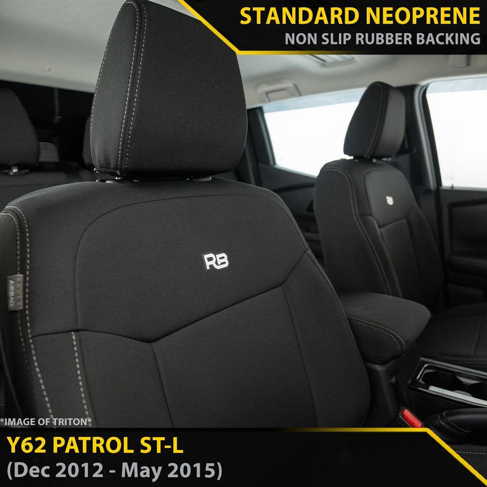 Nissan Patrol Y62 ST-L Neoprene 2x Front Row Seat Covers (In Stock)-Razorback 4x4
