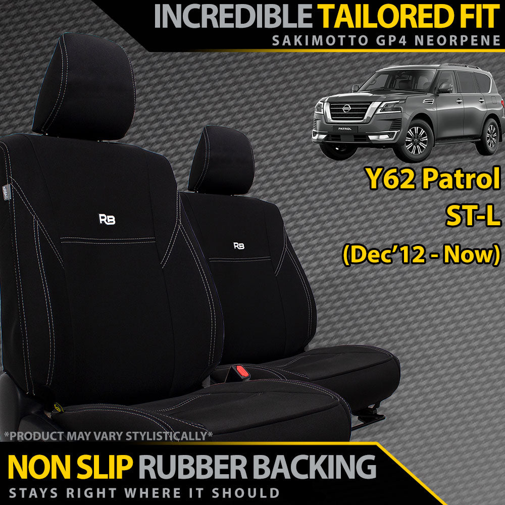 Nissan Patrol Y62 ST-L Neoprene 2x Front Row Seat Covers (In Stock)