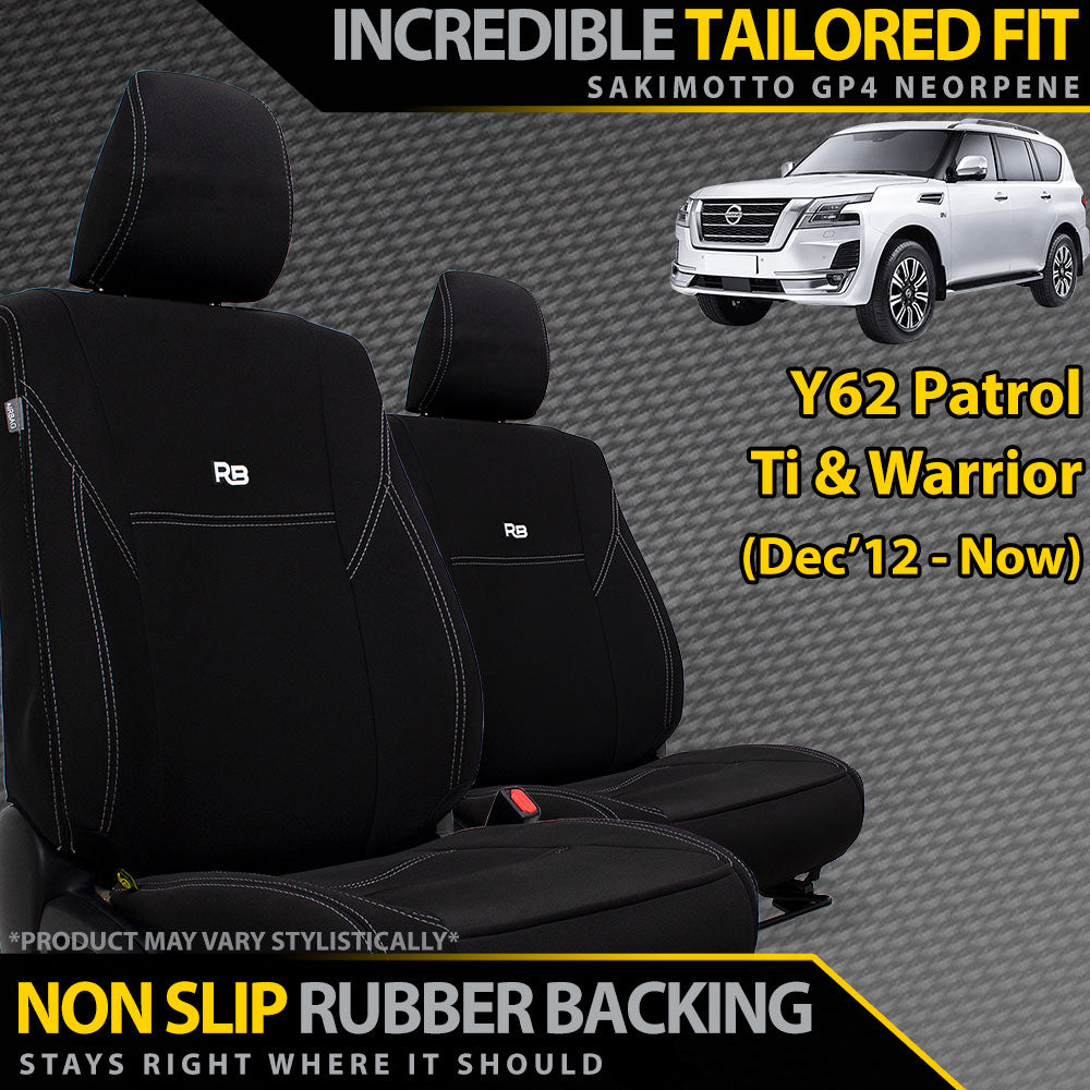 Nissan Patrol Y62 Ti & Warrior GP4 Neoprene 2x Front Row Seat Covers (In Stock)