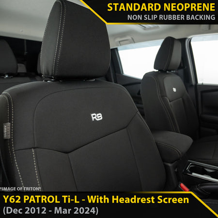 Nissan Patrol Y62 Ti-L With Headrest Screen GP4 Neoprene 2x Front Row Seat Covers (Made to Order)-Razorback 4x4