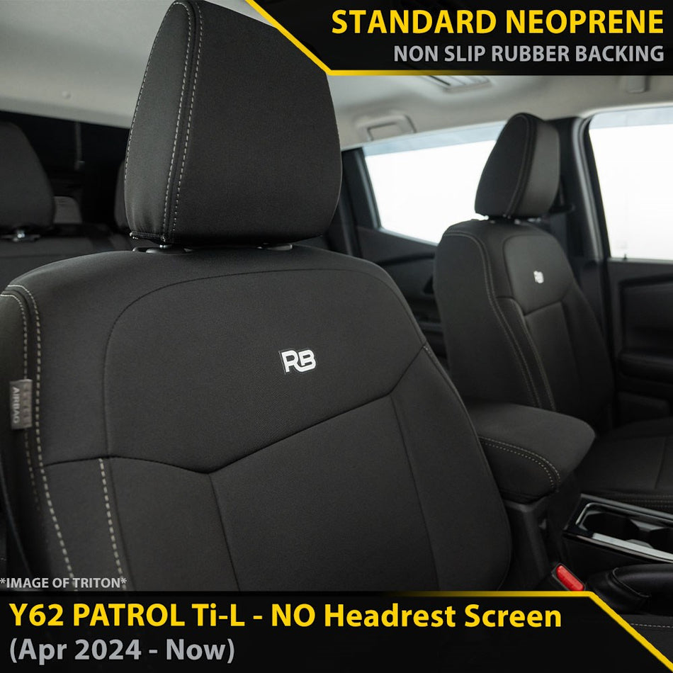 Nissan Patrol Y62 Ti-L (MY24+) GP4 Neoprene 2x Front Seat Covers (Made to Order)-Razorback 4x4