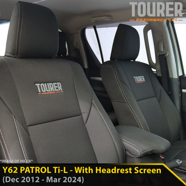 Nissan Patrol Y62 Ti-L With Headrest Screen GP9 Tourer 2x Front Row Seat Covers (Made to Order)-Razorback 4x4