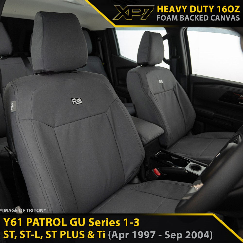Nissan Patrol GU Wagon Series 1-3 ST, ST-L, ST Plus & Ti Heavy Duty XP7 Canvas 2x Front Seat Covers (In Stock)
