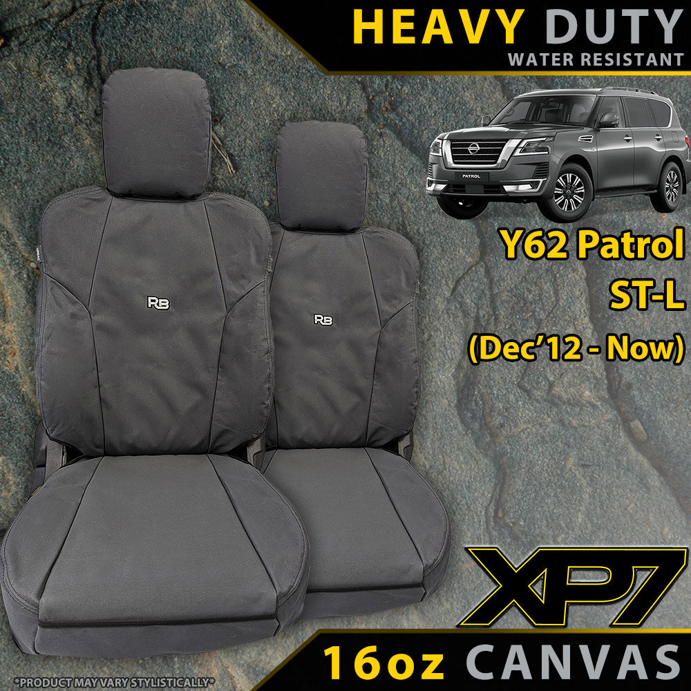 Nissan Y62 Patrol ST-L XP7 Heavy Duty Canvas 2x Front Row Seat Covers (Made to Order)