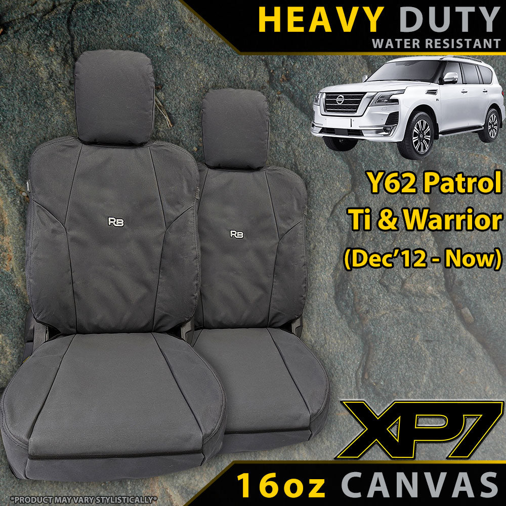Nissan Y62 Patrol Ti & Warrior XP7 Heavy Duty Canvas 2x Front Row Seat Covers (Made to Order)