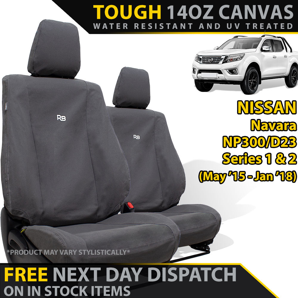 Nissan Navara NP300 Series 1 & 2 Retro Canvas 2x Front Seat Covers (In Stock)
