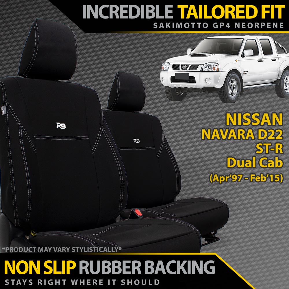 Nissan Navara D22 ST-R Neoprene 2x Front Seat Covers (In Stock)-Razorback 4x4