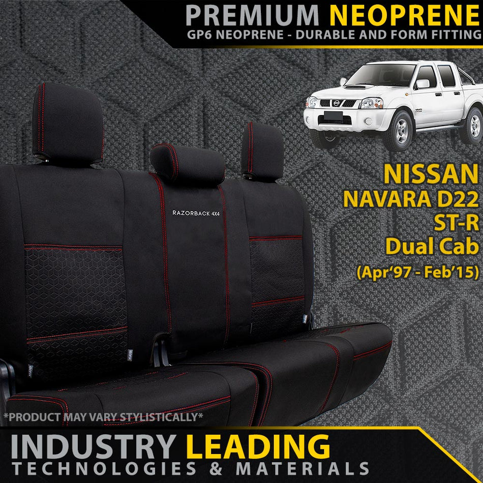 Nissan Navara D22 ST-R Premium Neoprene Rear Row Seat Covers (Made to Order)-Razorback 4x4