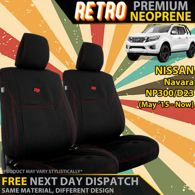 Nissan Navara NP300 Retro Premium Neoprene 2x Front Seat Covers (In Stock)-Razorback 4x4