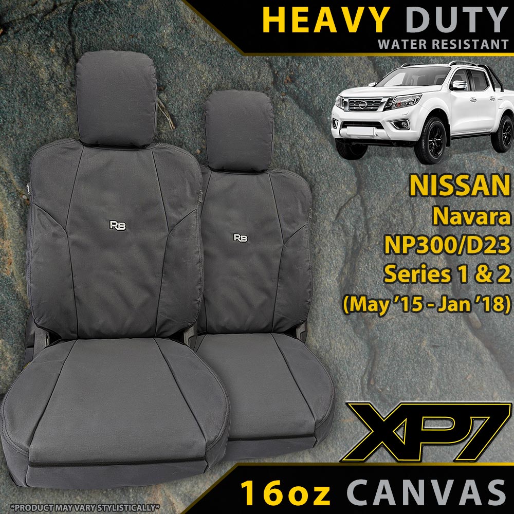 Nissan Navara NP300 Series 1 & 2 Heavy Duty XP7 Canvas 2x Front Seat Covers (Available)-Razorback 4x4