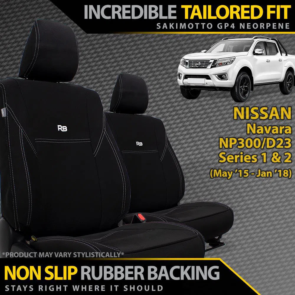 Nissan Navara NP300 Series 1 & 2 Neoprene 2x Front Seat Covers (Available)-Razorback 4x4