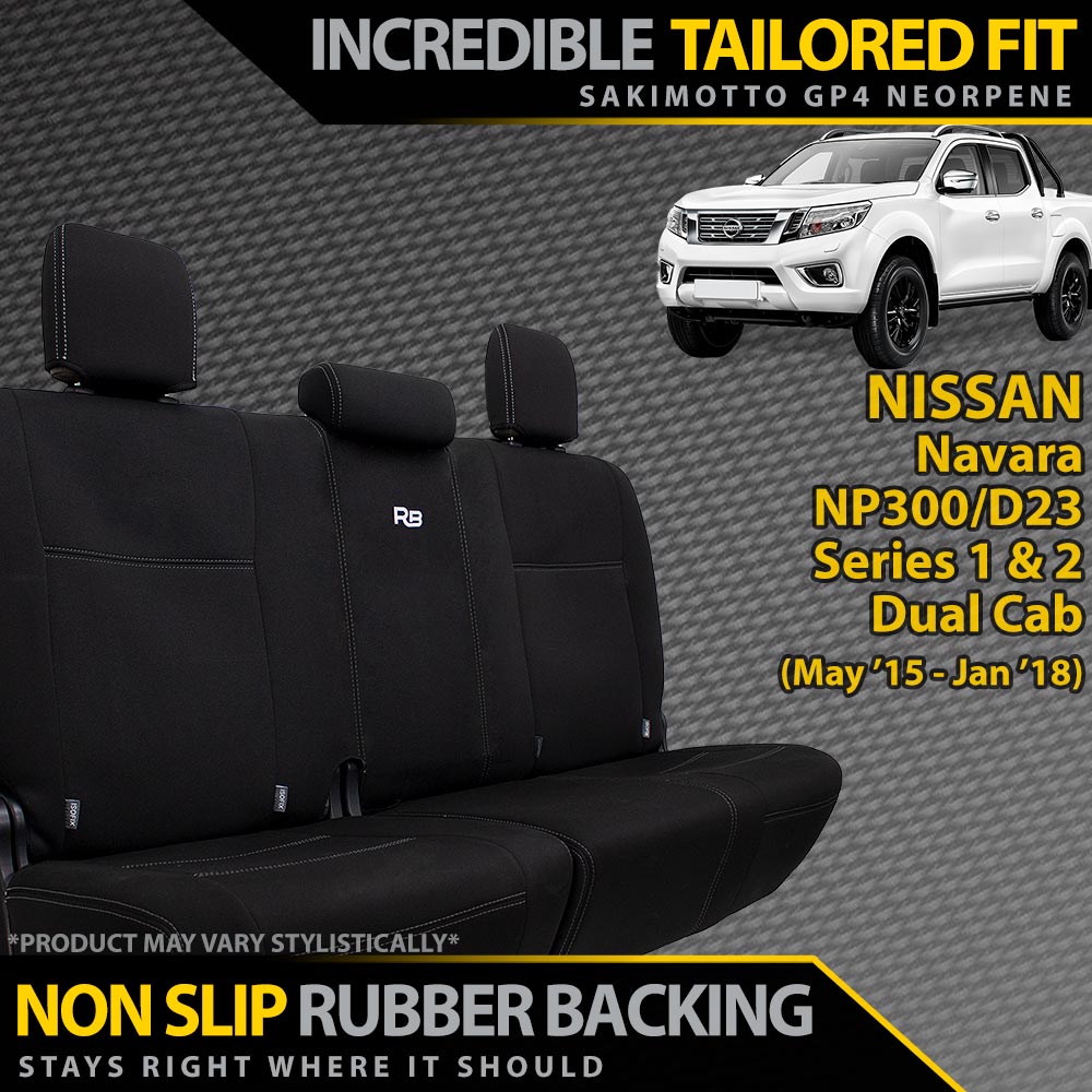 Nissan Navara NP300 Series 1 & 2 Neoprene Rear Row Seat Covers (Available)-Razorback 4x4