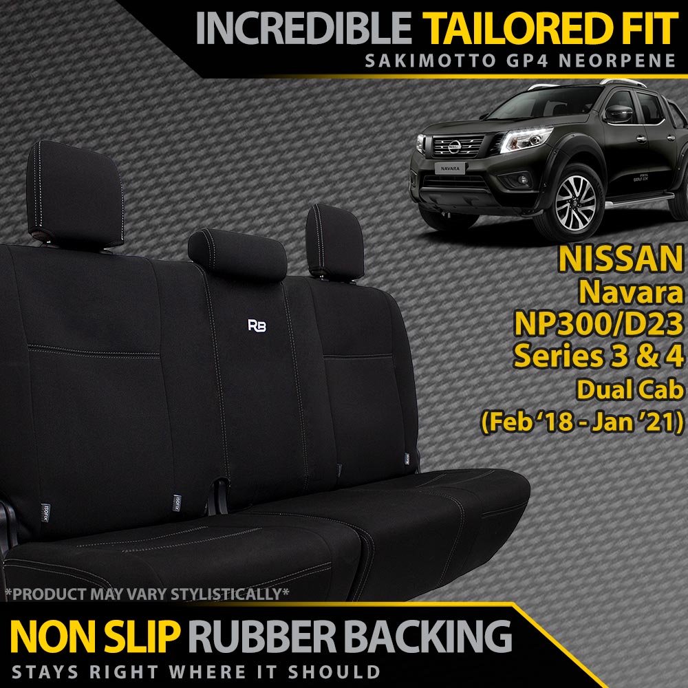 Nissan Navara NP300 Series 3 & 4 Neoprene Rear Row Seat Covers (Available)-Razorback 4x4