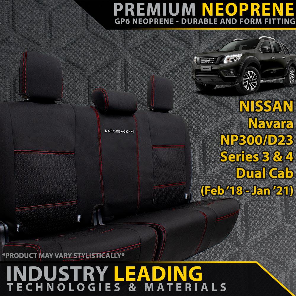 Nissan Navara NP300 Series 3 & 4 Premium Neoprene Rear Row Seat Covers (Made to Order)-Razorback 4x4