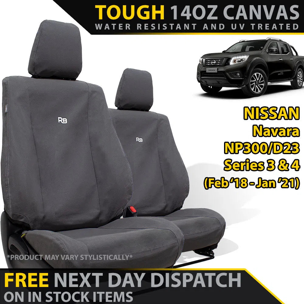 Nissan Navara NP300 Series 3 & 4 XP6 Tough Canvas 2x Front Seat Covers (In Stock)-Razorback 4x4