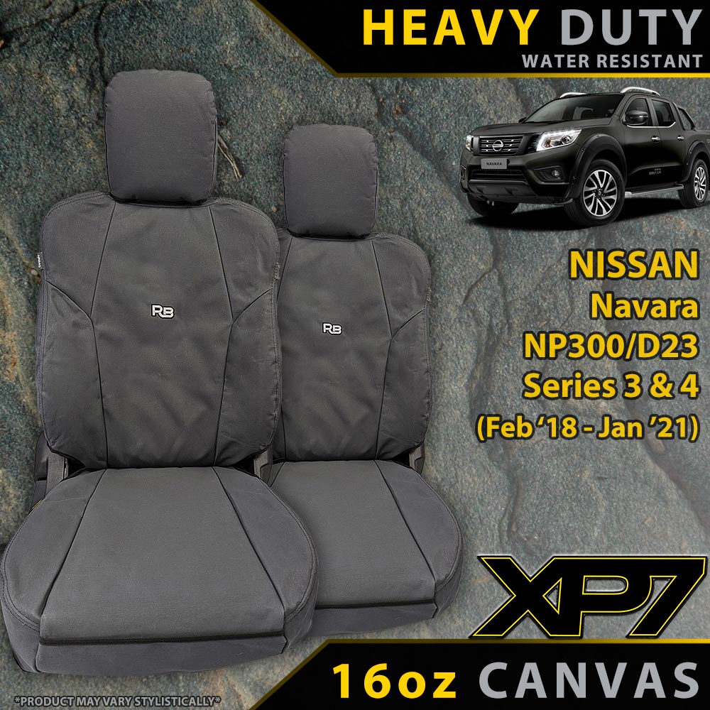 Nissan Navara NP300 Series 3 & 4 Heavy Duty XP7 Canvas 2x Front Seat Covers (Available)-Razorback 4x4