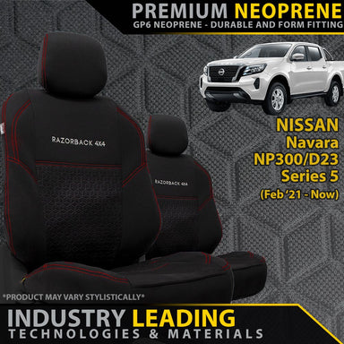 Nissan Navara NP300 Series 5 Premium Neoprene 2x Front Seat Covers (Made to Order)-Razorback 4x4