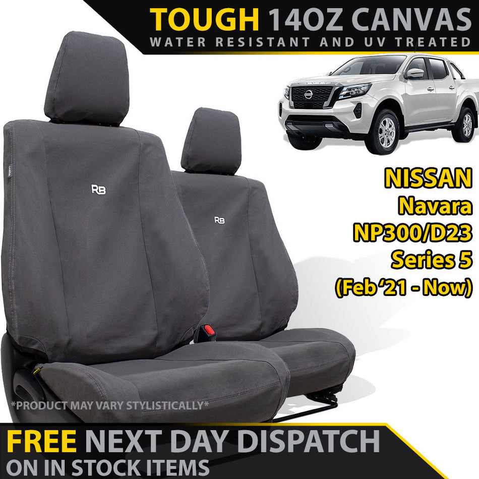 Nissan Navara NP300 Series 5 XP6 Tough Canvas 2x Front Seat Covers (In Stock)-Razorback 4x4
