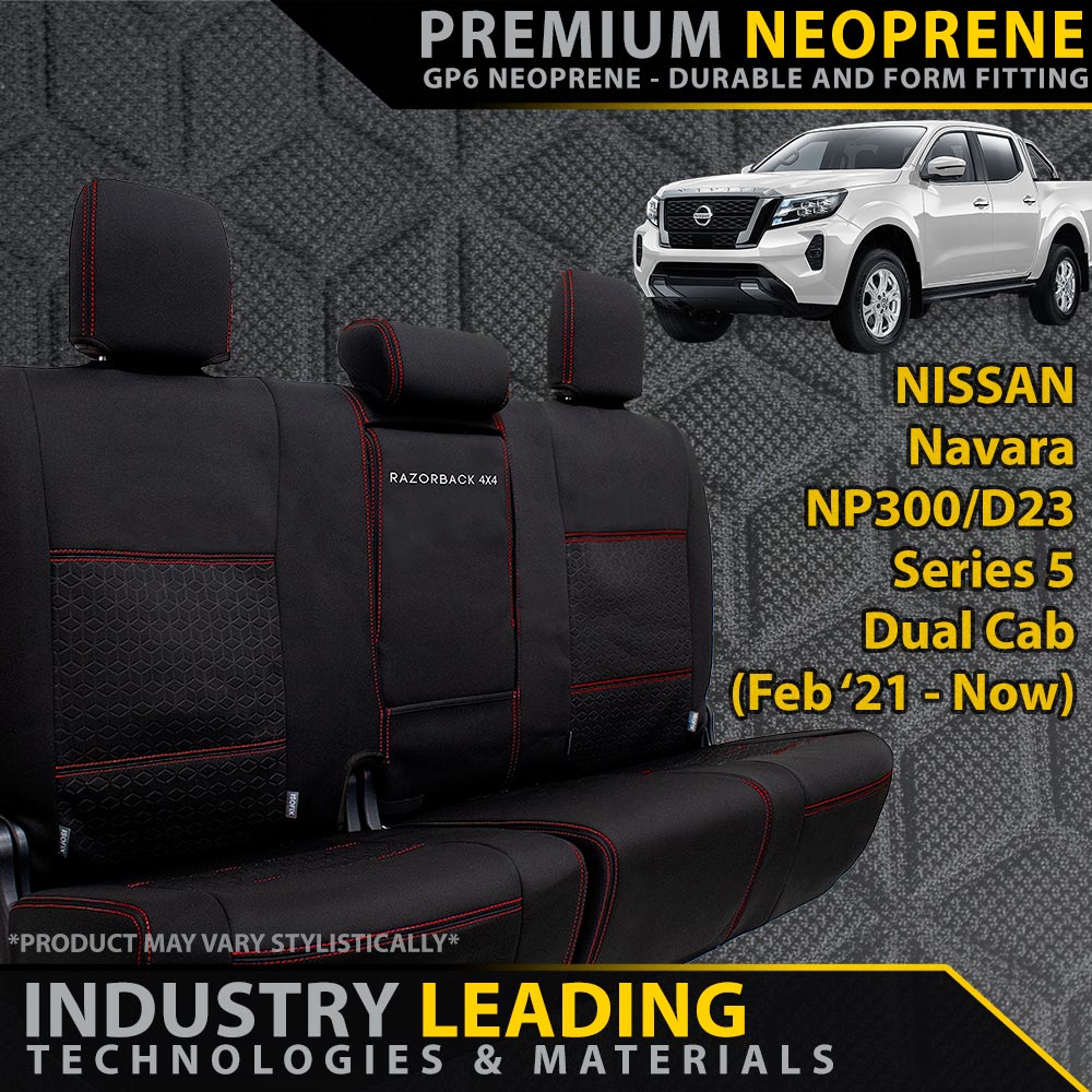 Nissan Navara Series 5 Premium Neoprene Rear Row Seat Covers (Made to Order)-Razorback 4x4