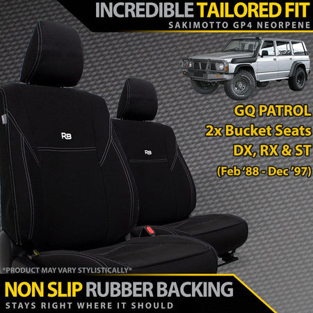 Nissan Patrol GQ Neoprene 2x Front Seat Covers (Made to Order)-Razorback 4x4