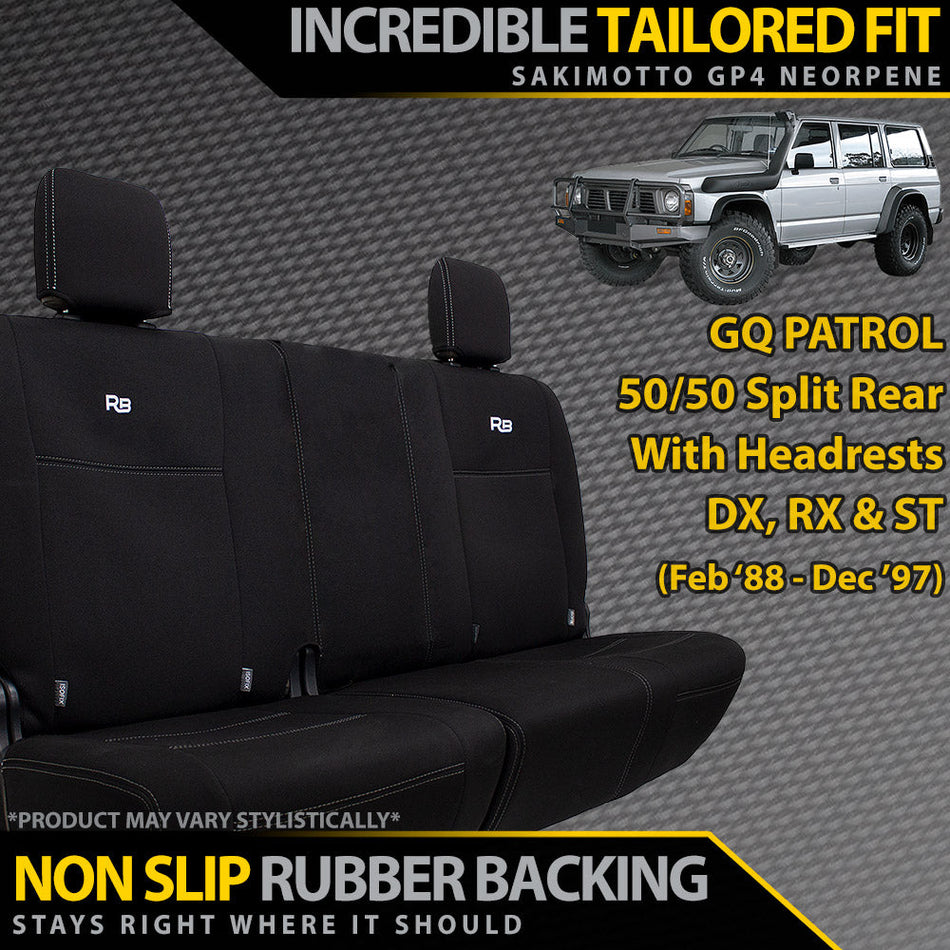 Nissan Patrol GQ Neoprene 50/50 Split Rear Seat Covers (Made to Order)-Razorback 4x4