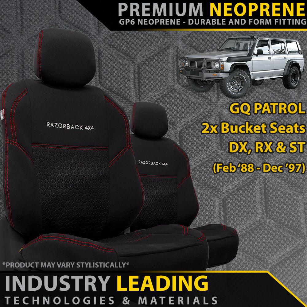 Nissan Patrol GQ Premium Neoprene 2x Front Seat Covers (Made to Order)-Razorback 4x4