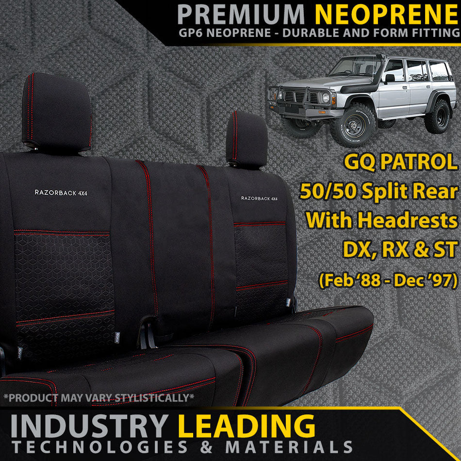 Nissan Patrol GQ Premium Neoprene 50/50 Split Rear Seat Covers (Made to Order)-Razorback 4x4