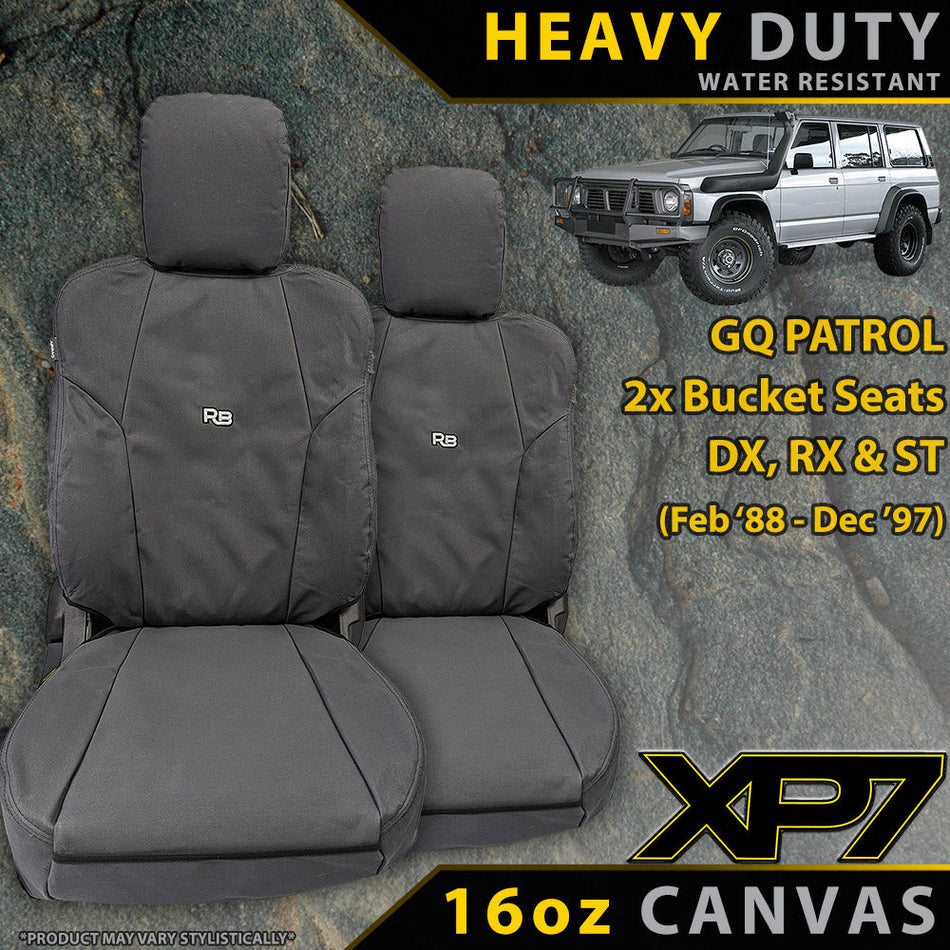 Nissan Patrol GQ XP7 Heavy Duty Canvas 2x Front Seat Covers (Made to Order)-Razorback 4x4