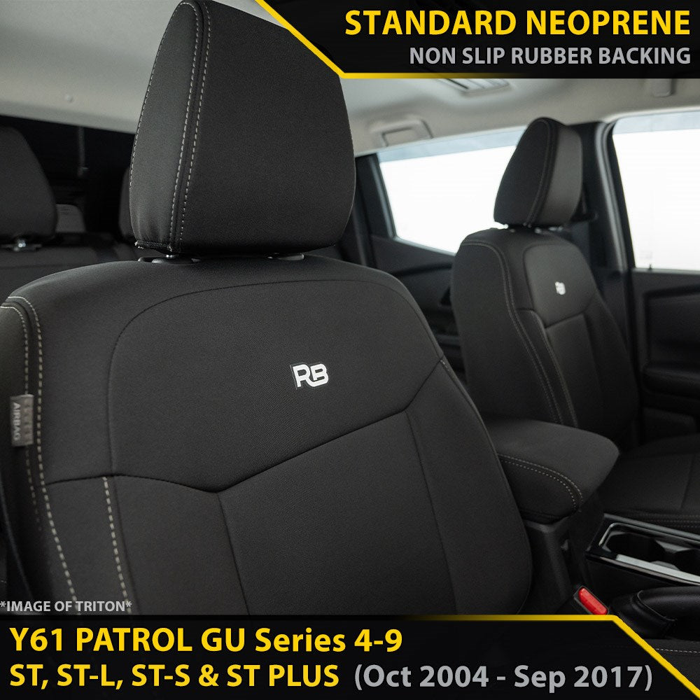 Nissan Patrol GU Wagon Series 4-9 ST, ST-L & ST PLUS GP4 Neoprene 2x Front Seat Covers (In Stock)-Razorback 4x4