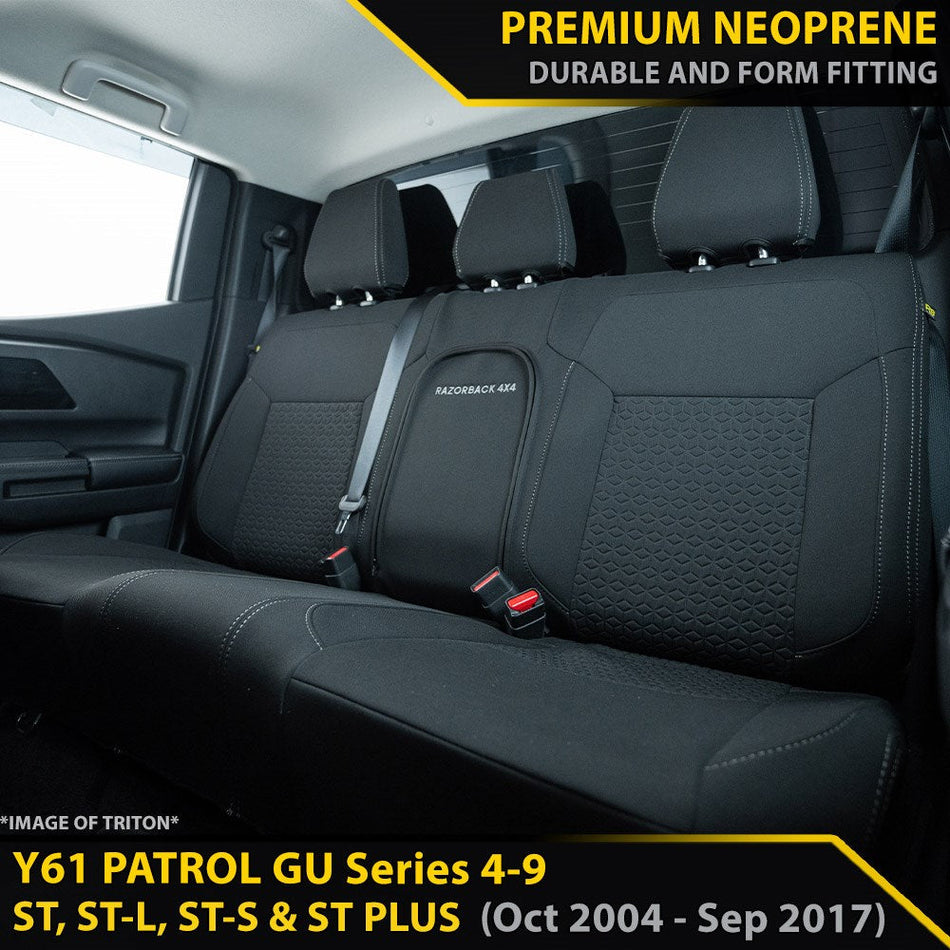 Nissan Patrol GU Wagon Series 4-9 ST, ST-L & ST PLUS GP6 Premium Neoprene 2nd Row Seat Covers (Available)-Razorback 4x4