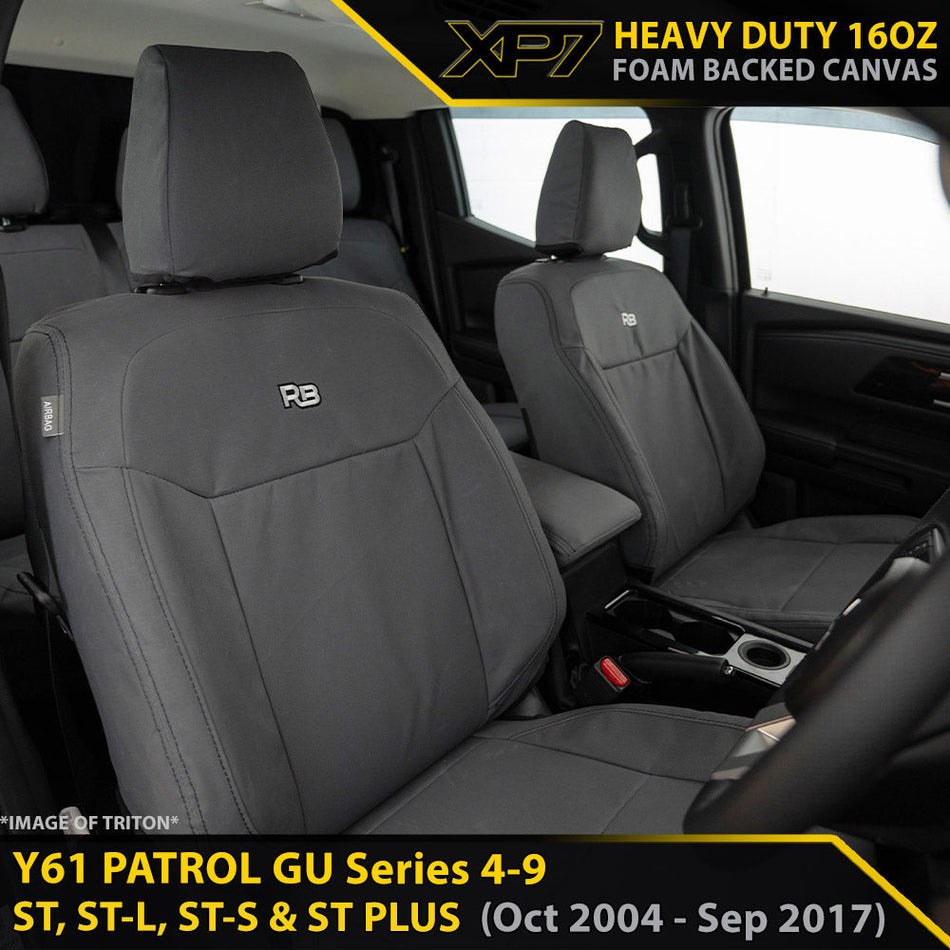 Nissan Patrol GU Wagon Series 4-9 ST, ST-L & ST PLUS XP7 Heavy Duty Canvas 2x Front Seat Covers (In Stock)-Razorback 4x4
