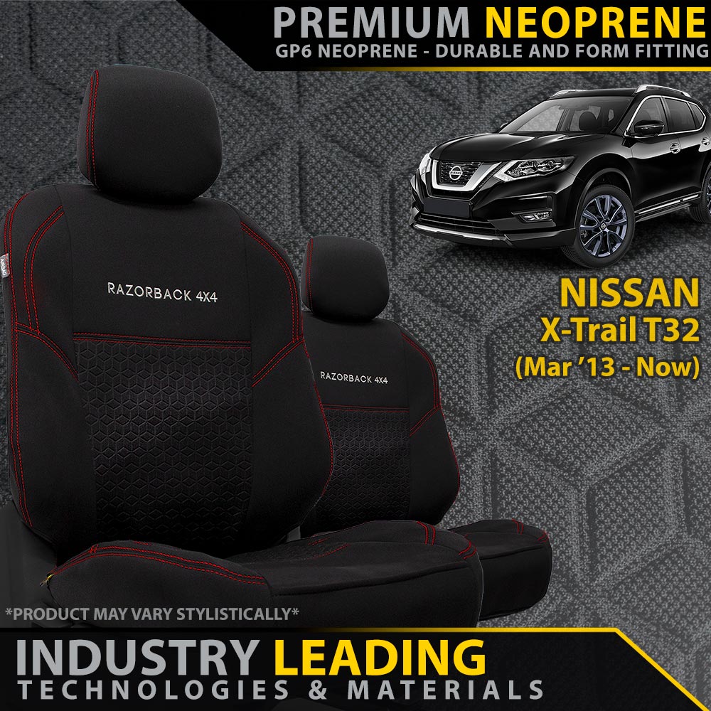 Nissan X-Trail T32 Gen Premium Neoprene 2x Front Row Seat Covers (Made to Order)-Razorback 4x4