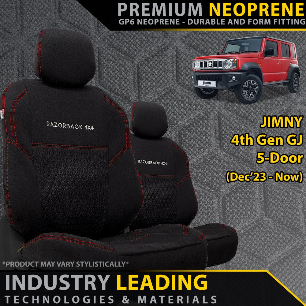 Suzuki Jimny 4th Gen GJ 5-Door XL GP6 Premium Neoprene 2x Front Seat Covers (Made to Order)-Razorback 4x4