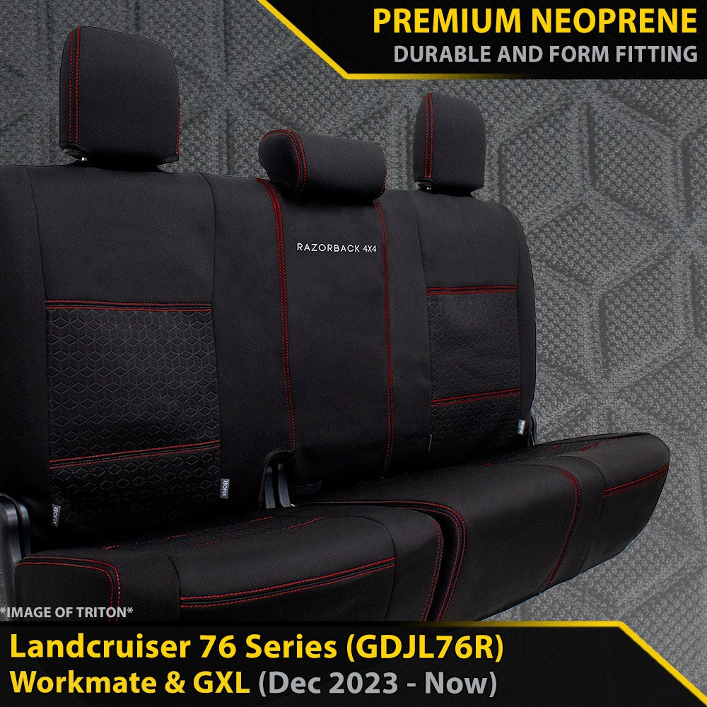 Toyota Landcruiser 76 Series Post Facelift (GDJL76R) - GP6 Premium Neoprene Rear Row Seat Covers (Made to Order)