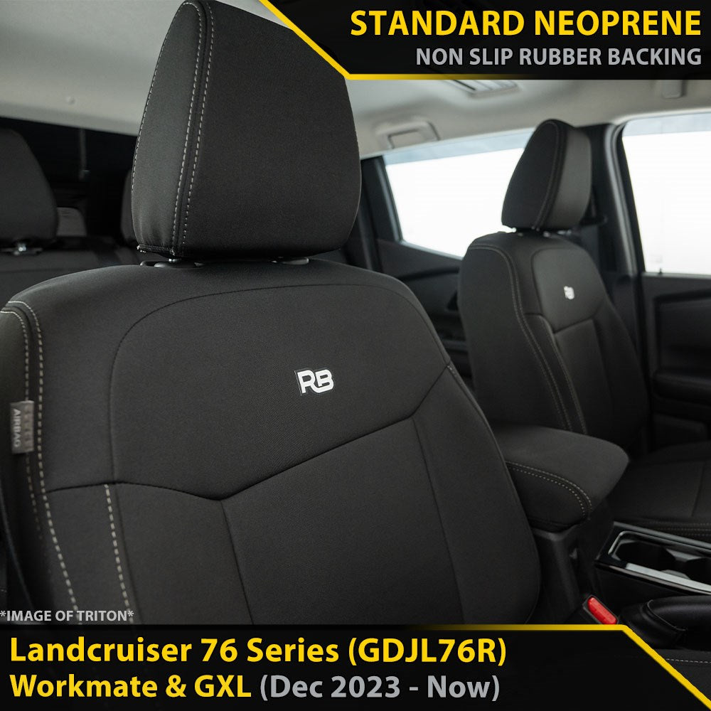 Toyota Landcruiser 76 Series Post Facelift (GDJL76R) - GP4 Neoprene 2x Front Seat Covers (Made to Order)