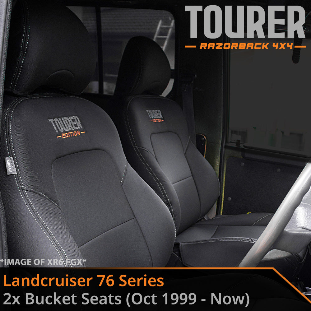 Toyota LC 76 Series 2x Bucket Seats Tourer 2x Front Row Seat Covers (Made to Order)