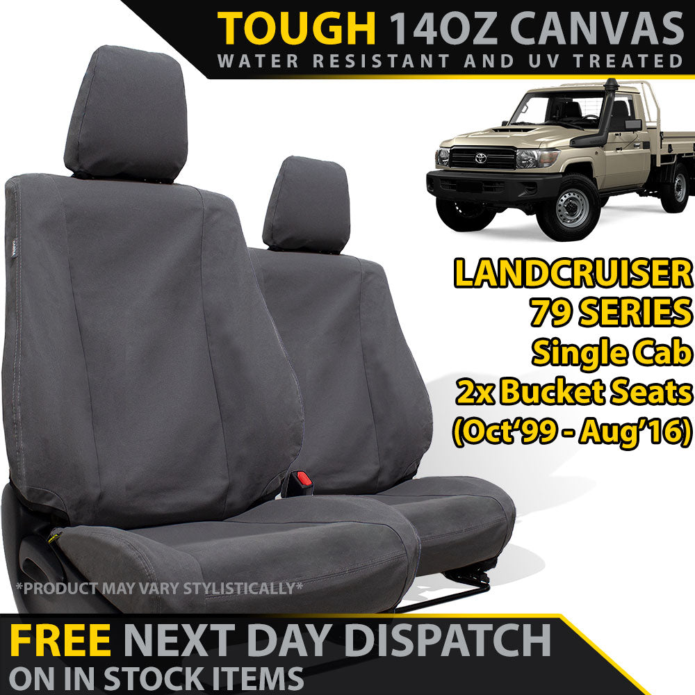 Toyota Landcruiser 79 Series Single Cab XP6 Tough Canvas 2x Front Seat Covers (In Stock)