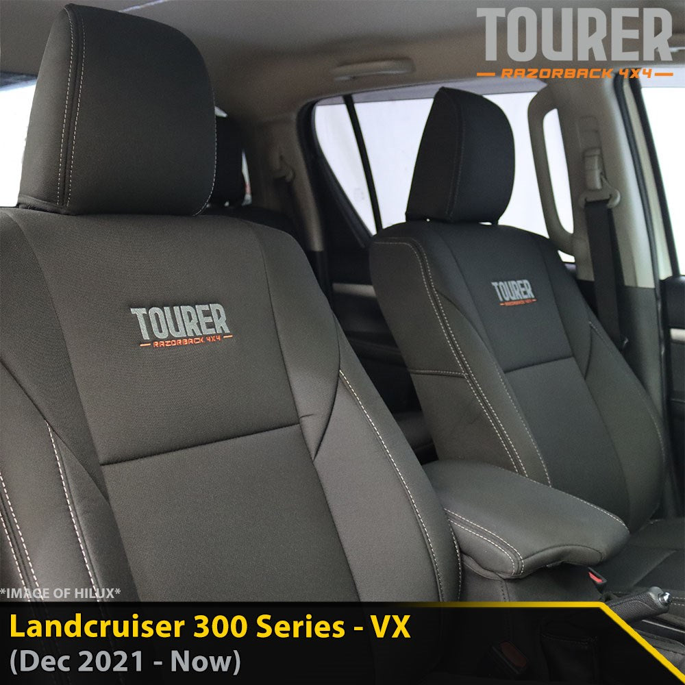 Toyota Landcruiser 300 Series VX GP9 Tourer 2x Front Seat Covers (Made to Order)-Razorback 4x4