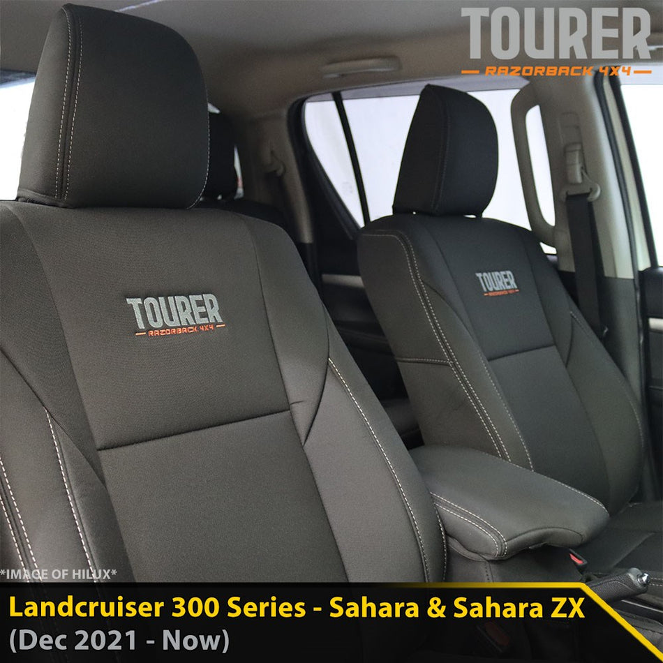 Toyota Landcruiser 300 Series Sahara/Sahara ZX GP9 Tourer 2x Front Seat Covers (Made to Order)-Razorback 4x4