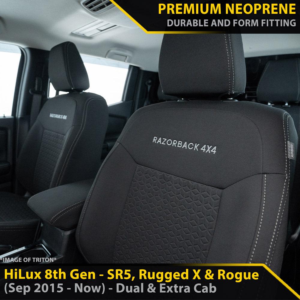Toyota HiLux 8th Gen SR5, Rugged X & Rogue GP6 Premium Neoprene 2x Front Seat Covers (Available)