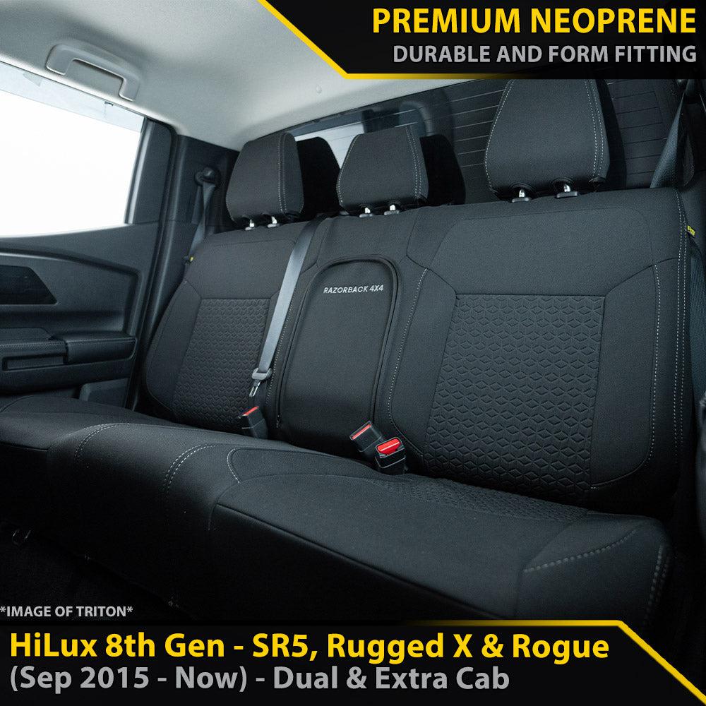 Toyota HiLux 8th Gen SR5, Rugged X & Rogue GP6 Premium Neoprene Rear Row Seat Covers (Available)