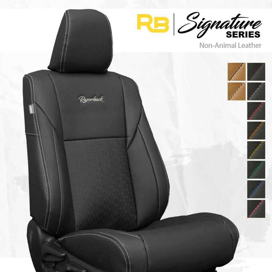 SIGNATURE SERIES Front Row Seat Covers - Toyota Hilux 8th Gen 48V V-Active (Cloth Seats) - SR & SR5 (Made To Order)
