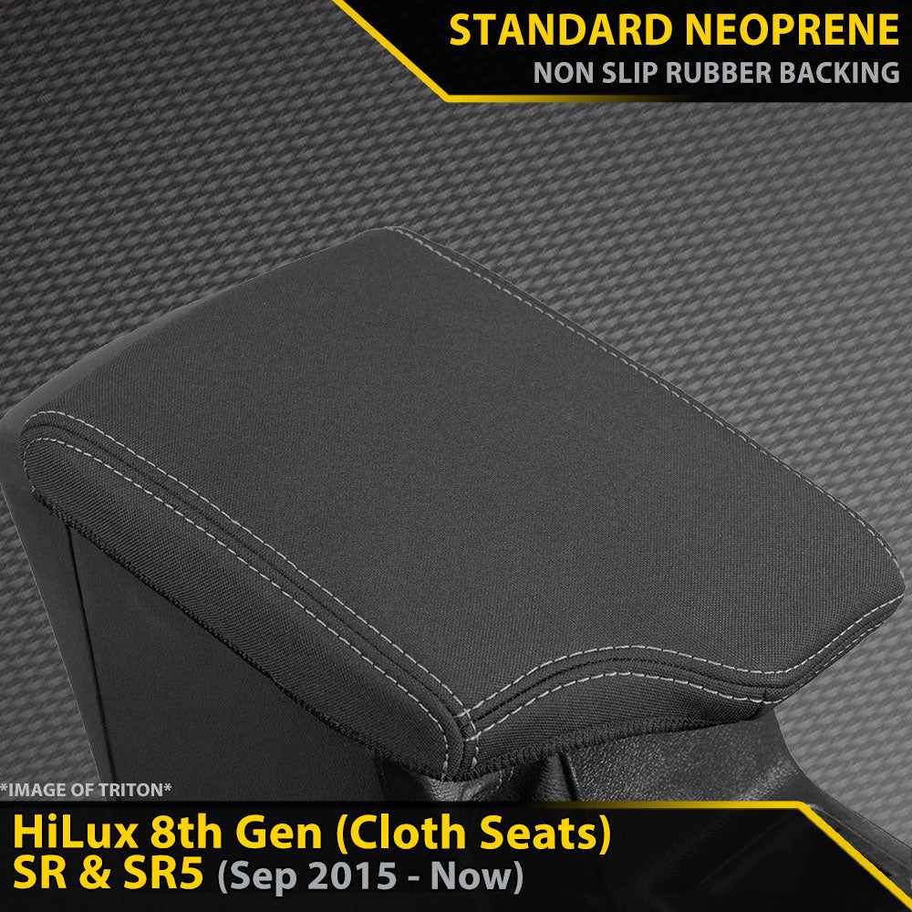 Toyota Hilux 8th Gen (Cloth Seats) SR & SR5 Neoprene Armrest Console Lid Cover (Available)