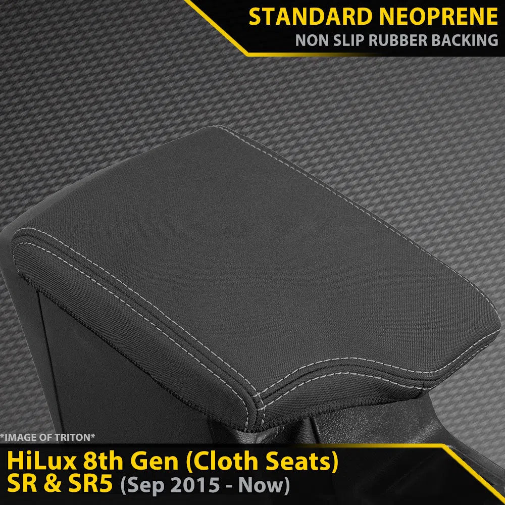 Toyota Hilux 8th Gen (Cloth Seats) SR & SR5 Neoprene Armrest Console Lid Cover (Available)-Razorback 4x4