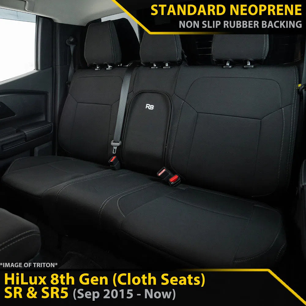 Toyota Hilux 8th Gen (Cloth Seats) SR & SR5 Neoprene Rear Row Seat Covers (Available)-Razorback 4x4