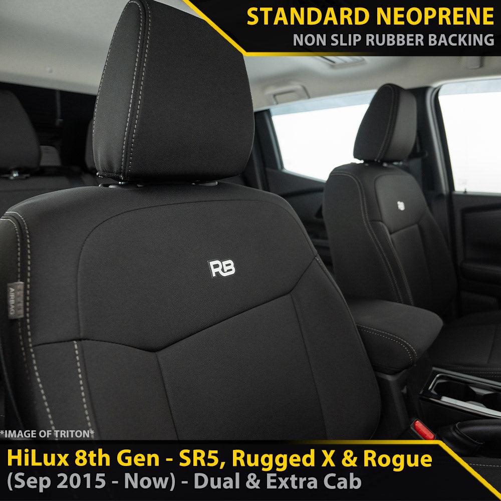 Toyota HiLux 8th Gen SR5, Rugged X & Rogue GP4 Neoprene 2x Front Seat Covers (Available)