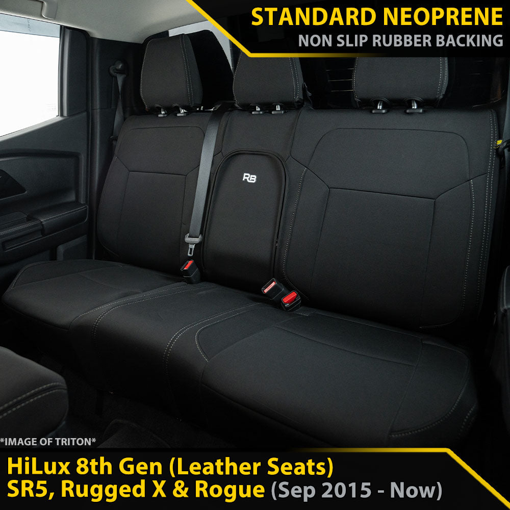 Toyota Hilux 8th Gen (Leather Seats) SR5, Rugged X & Rogue GP4 Neoprene Rear Row Seat Covers (Available)