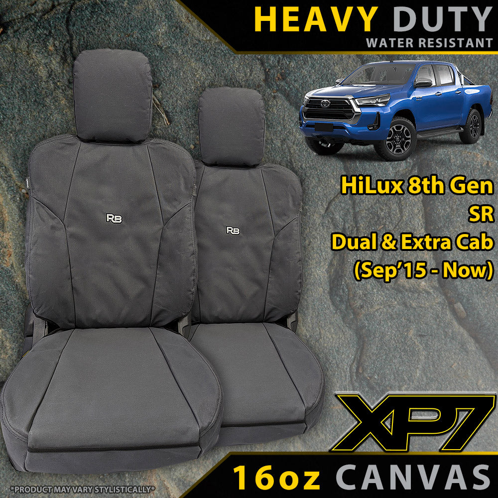 Toyota HiLux 8th Gen SR Heavy Duty XP7 Canvas 2x Front Seat Covers (Made to Order)